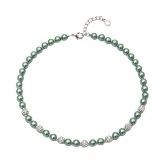 NWT Charter Club silver Tone Pave Fireball & Imitation Pearl Collar Necklace - Picture 1 of 5